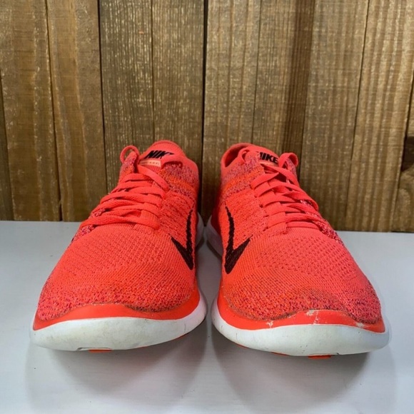 ❤️ Nike Free 4.0 Fly Knit Sneakers Orange Black Size 8 1/2 - Picture 6 of 8